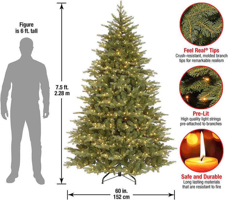 National Tree Company 'Feel Real' Pre-lit Artificial Christmas Tree | Includes Pre-strung White Lights and Stand | Nordic Spruce Medium - 7.5 ft Home & Garden > Decor > Seasonal & Holiday Decorations > Christmas Tree Stands National Tree Company   