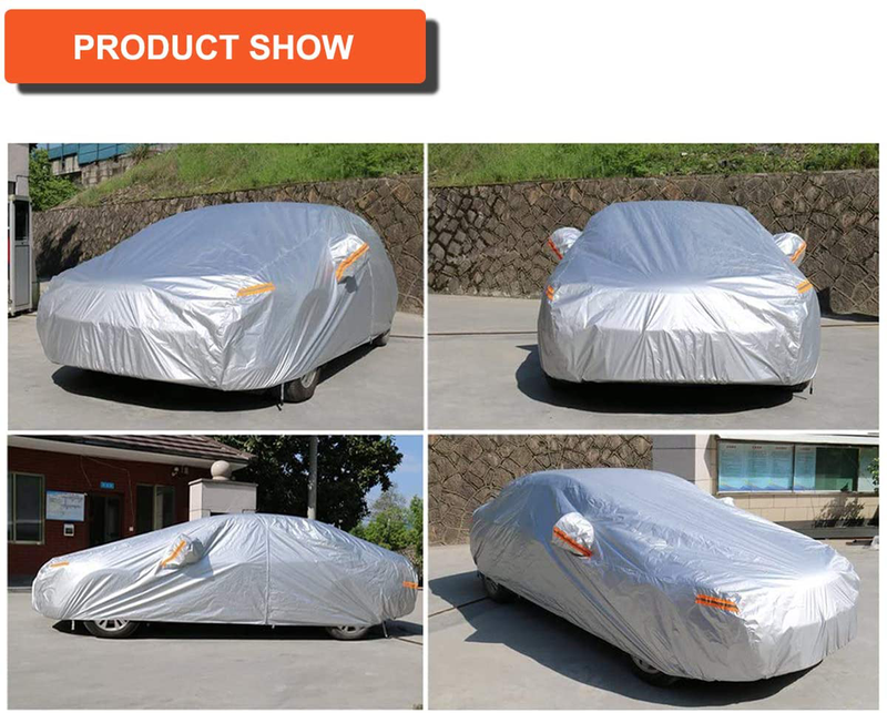 Kayme Car Covers for Automobiles Waterproof All Weather Sun Uv Rain Protection with Zipper Mirror Pocket Fit Sedan (182 to 193 Inch) 3XL  Kayme   