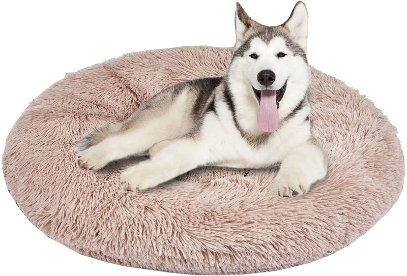 Sdrawkcab Large Dog Bed, Fluffy Dog Bed for Medium to Large Dogs and Cats, Washable round Stuffed Donut Bed for Large Medium Small Dogs and Cats Animals & Pet Supplies > Pet Supplies > Dog Supplies > Dog Beds Sdrawkcab Kakhi 32 in 