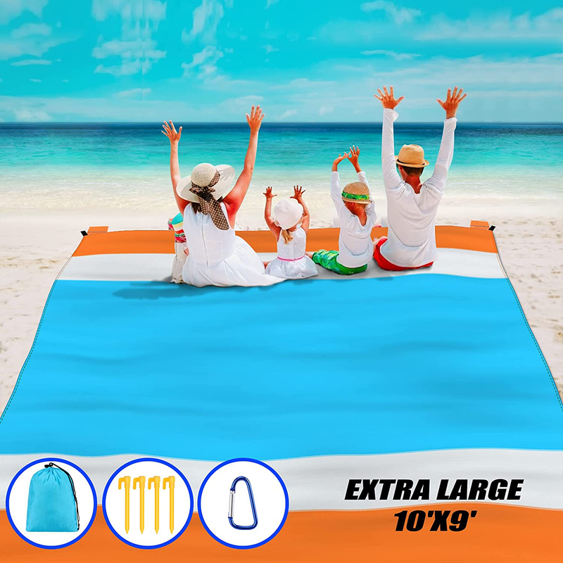 OPOLEMIN Beach Blankets, 9'x10' Oversized Extra Large Beach Mat for 7-9 Adults, Portable Picnic Blankets with 6 Storage Pockets, Outdoor Big Camping Mats for Hiking, Grass, Camping Home & Garden > Lawn & Garden > Outdoor Living > Outdoor Blankets > Picnic Blankets OPOLEMIN Default Title  