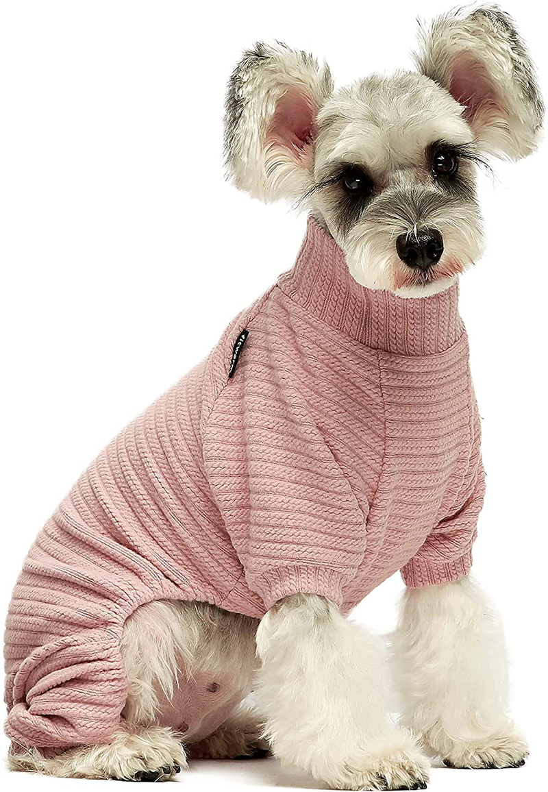 Fitwarm Turtleneck Knitted Dog Sweater Puppy Pajamas Thermal Doggie Winter Clothes Knitwear Pet Coats Cat Apparel Animals & Pet Supplies > Pet Supplies > Dog Supplies > Dog Apparel Fitwarm Pink L 