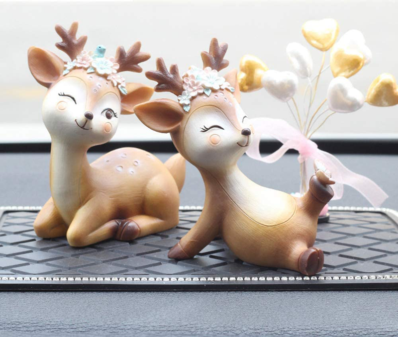 Deer Cake Topper Decor 3.9", Cute Resin Fawn Doe Figurines Toys Woodland Animal Deer Ornament Home&Party Decor for Baby Shower Birthday Wedding(Naughty) Home & Garden > Decor > Seasonal & Holiday Decorations L.DONG   