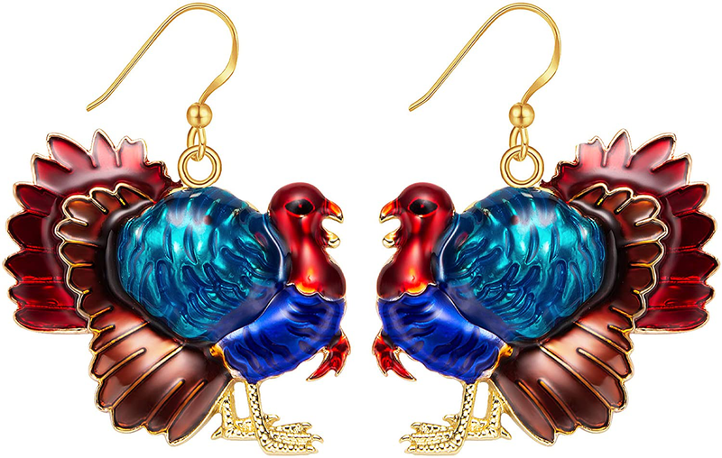 Christmas Earrings for Womens Girls, Enameled Xmas Holiday Jewelry Thanksgiving Turkey Drop Dangle Earrings Set Home & Garden > Decor > Seasonal & Holiday Decorations& Garden > Decor > Seasonal & Holiday Decorations M MIRACULOUS GARDEN 1Pairs Gold-plated y  