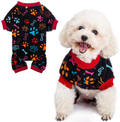 PUPTECK Soft Polar Fleece Dog Pajamas - Adorable Puppy Clothes Jumpsuit Pjs - Lightweight Cat Coat Pet Apparel - Cute Paw Design Animals & Pet Supplies > Pet Supplies > Dog Supplies > Dog Apparel PUPTECK Black Large 