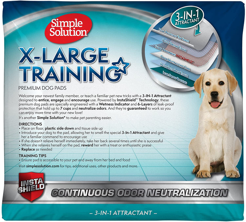 Simple Solution Training Puppy Pads | Extra Large, 6 Layer Dog Pee Pads, Absorbs Up to 7 Cups of Liquid | 28x30 Inches Animals & Pet Supplies > Pet Supplies > Dog Supplies > Dog Diaper Pads & Liners Simple Solution   