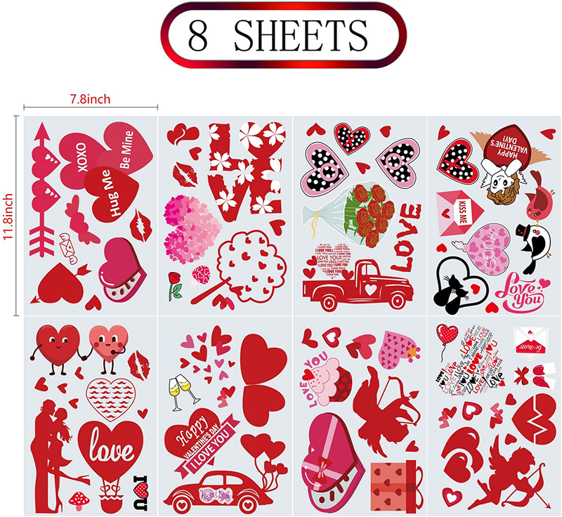 SINTIA 78 PCS 8 Sheets Valentine’S Day Window Clings Stickers Decal, Large Valentines Hearts Accessories Birthday Party Wedding, Anniversary Decorations Supplies Home & Garden > Decor > Seasonal & Holiday Decorations OEAGO   