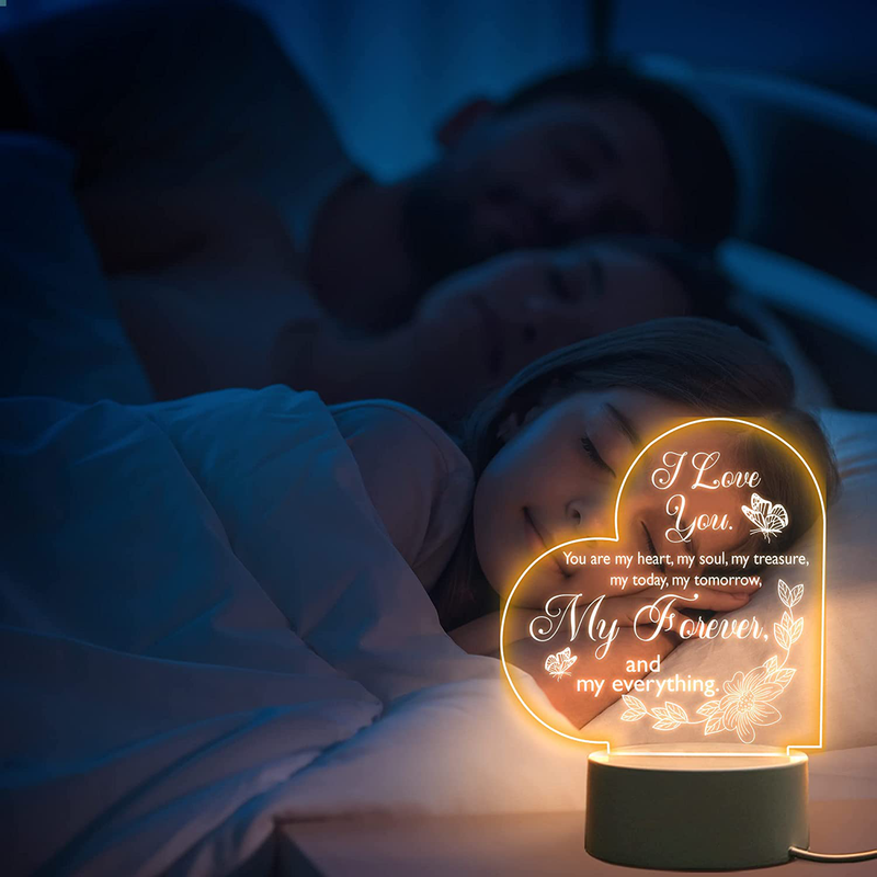 Romantic Gift for Anniversary, Valentine’S Day, Christmas- USB Powered Acrylic Night Light, Gifts for Expressing Love to Your Husband, Wife, Boyfriend, Girlfriend, Birthday Gift for Him, Her (Heart)