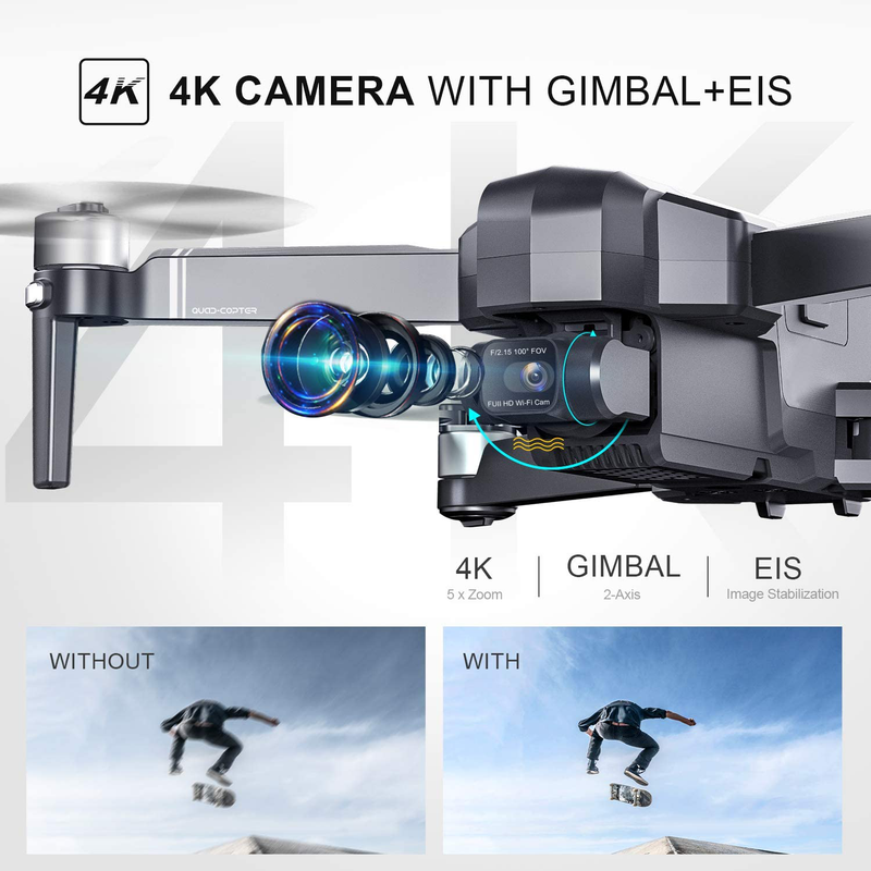 DEERC DE22 GPS Drone with 4K Camera 2-axis Gimbal, EIS Anti-Shake, 5G FPV Live Video Brushless Motor, Auto Return Home, Selfie, Follow Me, Waypoints, Circle Fly 52Min Flight with Carrycase Cameras & Optics > Cameras > Film Cameras DEERC   