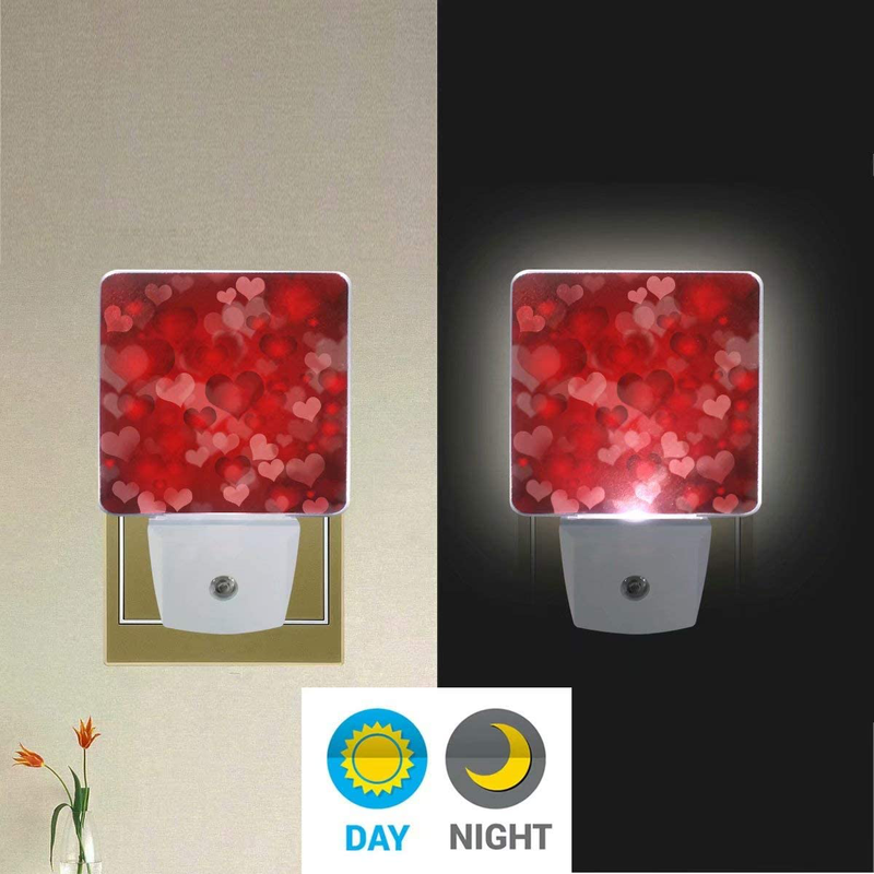 Wamika Valentines Day Heart Night Light Set of 2 Spring Red Pink Mothers Day Plug-In LED Nightlights Be Mine Love Auto Dusk-To-Dawn Sensor Lamp for Bedroom Bathroom Kitchen Hallway Stairs Decorative Home & Garden > Lighting > Night Lights & Ambient Lighting Annisoul   