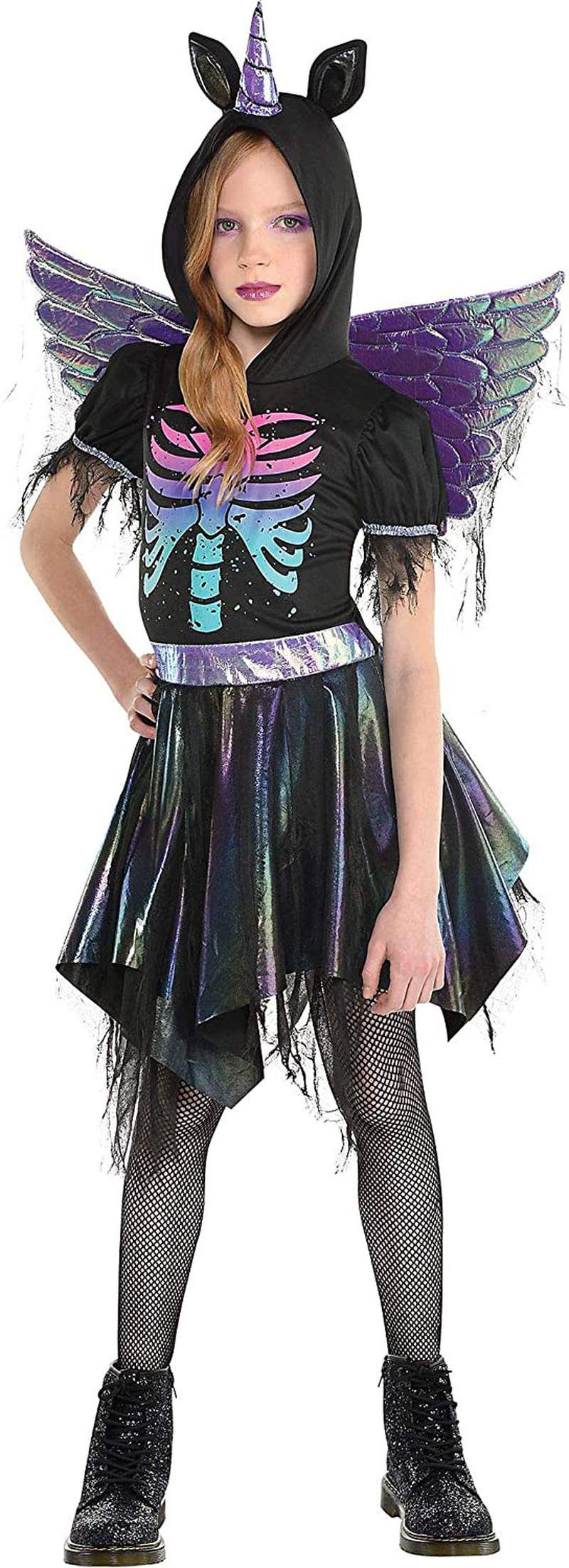 Party City Zombie Unicorn Halloween costume for Girls, Includes Hooded Dress and Wings Apparel & Accessories > Costumes & Accessories > Costumes Party City Medium  