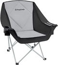Kingcamp Extra Large Moon Saucer Camping Chair Folding Padded Seat Backrest Portable Sofa Chair with Cooler Bag and Cup Holder round Moon Chair Heavy Duty Folding Lawn Chair for Outdoor Indoor Travel