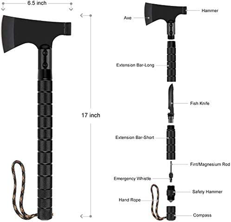 SOLASIDUO Camping Axe Multitool,Portable Lightweight,Camp Ax with Sheath, Tactical Tomahawk Hammer for Hunting, Hiking, Emergency Outdoor