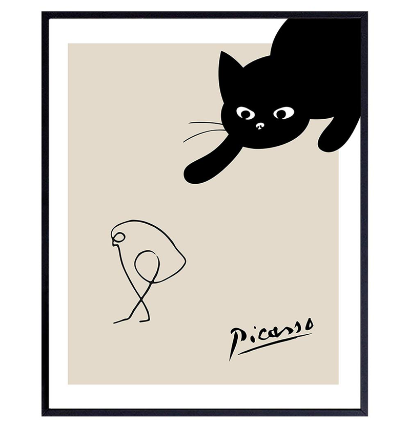 Pablo Picasso Wall Art - Black Cat Home Decor - Cat Wall Art - Picasso Poster - Cat Wall Decor - Pablo Picasso Poster - Pablo Picasso Prints - Pablo Picasso Art - Cute Cat Lover Gifts for Women - Bird Home & Garden > Decor > Artwork > Posters, Prints, & Visual Artwork Yellowbird Art & Design   