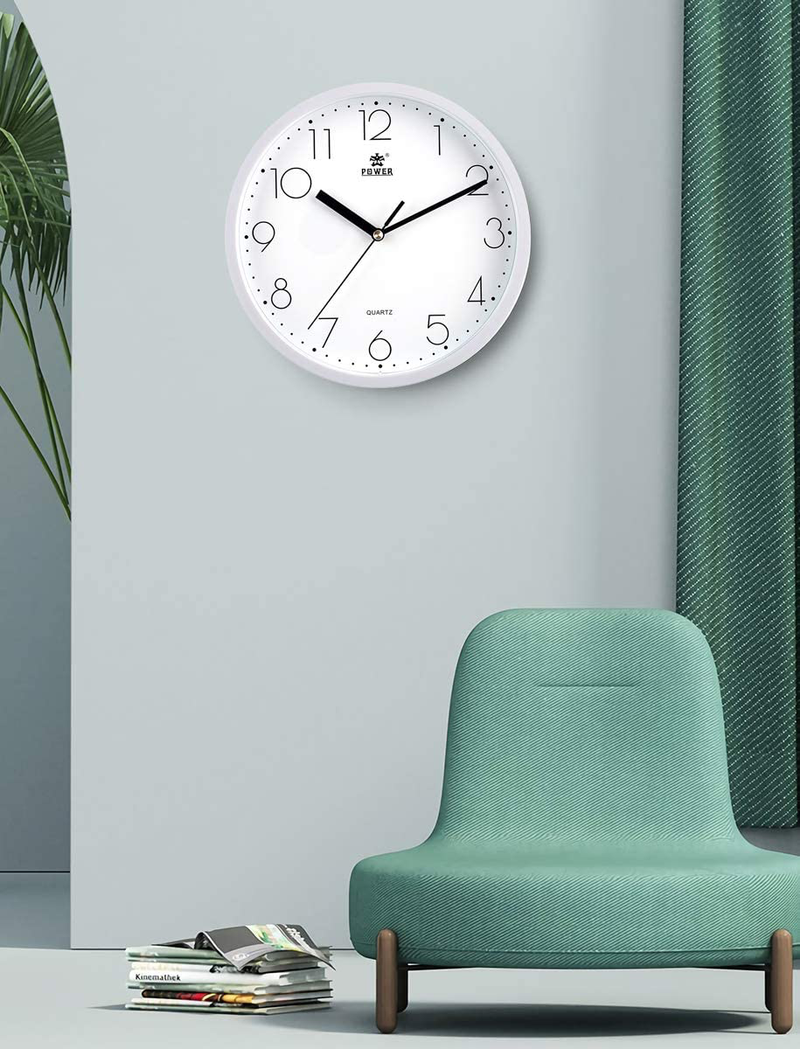 LAIGOO 10 Inch Modern Wall Clock, Decorative Non-Ticking Silent Wall Clock Battery Operated Analog Clock Round for Bedroom, Kitchen, School, Office (White) Home & Garden > Decor > Clocks > Wall Clocks LAIGOO   