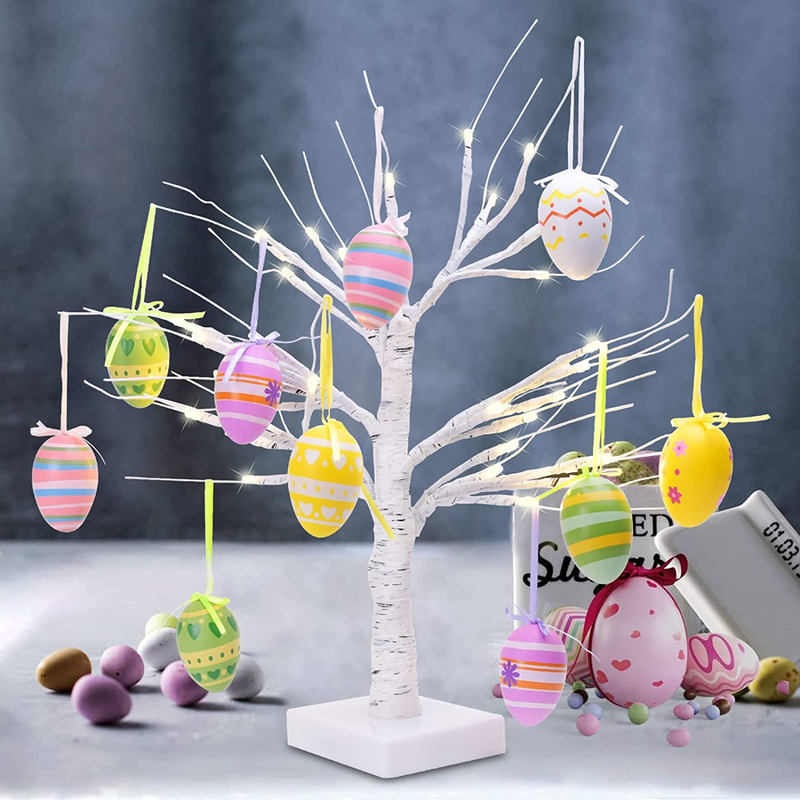 Easter Decorations for the Home 18 Inch 36 LED Lights White Birch Tree with 10 Easter Egg Ornaments, Battery Operated Table Centerpiece for Easter Decor Clearance, Spring Wedding Festival Decorations Home & Garden > Decor > Seasonal & Holiday Decorations Likeny   