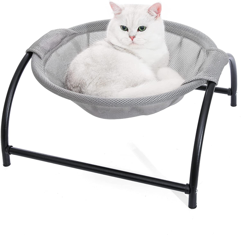 NOYAL Cat Hammock Bed, Elevated Pet Bed Breathable Hanging Nest with Detachable Cover and Heavy Duty Iron Frames Cat Cooling Cot for Kitty & Puppy Indoor and Outdoor Cat Hammock (Gray) Animals & Pet Supplies > Pet Supplies > Cat Supplies > Cat Beds NOYAL Gray  