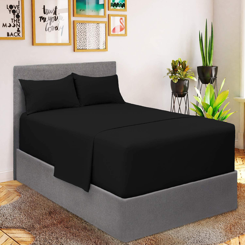Mellanni California King Sheets - Hotel Luxury 1800 Bedding Sheets & Pillowcases - Extra Soft Cooling Bed Sheets - Deep Pocket up to 16" - Wrinkle, Fade, Stain Resistant - 4 PC (Cal King, Persimmon) Home & Garden > Linens & Bedding > Bedding Mellanni Black EXTRA DEEP pocket - Twin size 