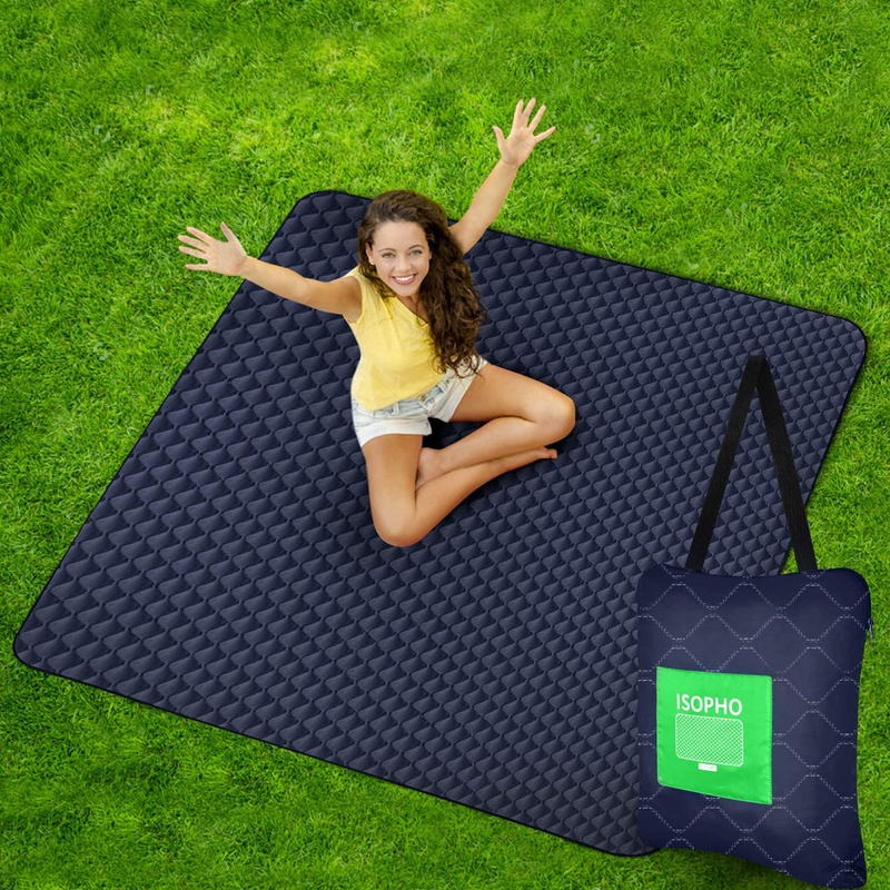 ISOPHO Outdoor Picnic Blanket Extra Large, Machine Washable Fold Camping Blanket, 3-Layer Sand Proof and Waterproof Picnic Mat, 67“X 79” Portable Blanket for Camping, Park, Beach, Hiking, Family Home & Garden > Lawn & Garden > Outdoor Living > Outdoor Blankets > Picnic Blankets ISOPHO Blue X-Large 