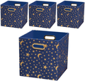 Storage Bins Storage Cubes, 13×13 Fabric Storage Boxes Foldable Baskets Containers Drawers for Nurseries,Offices,Closets,Home Décor ,Set of 4 ,Grey-white Striped Home & Garden > Decor > Seasonal & Holiday Decorations Posprica Navy stars 11×11×11/4pcs 
