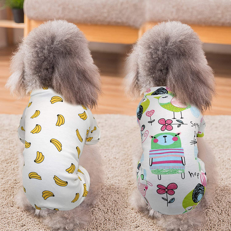 HYLYUN Puppy Pajamas 2 Packs - Adorable Puppy Clothes Soft Dog Pajamas Cotton Puppy Rompers Pet Jumpsuits Cozy Bodysuits for Small Dogs Animals & Pet Supplies > Pet Supplies > Dog Supplies > Dog Apparel HYLYUN   