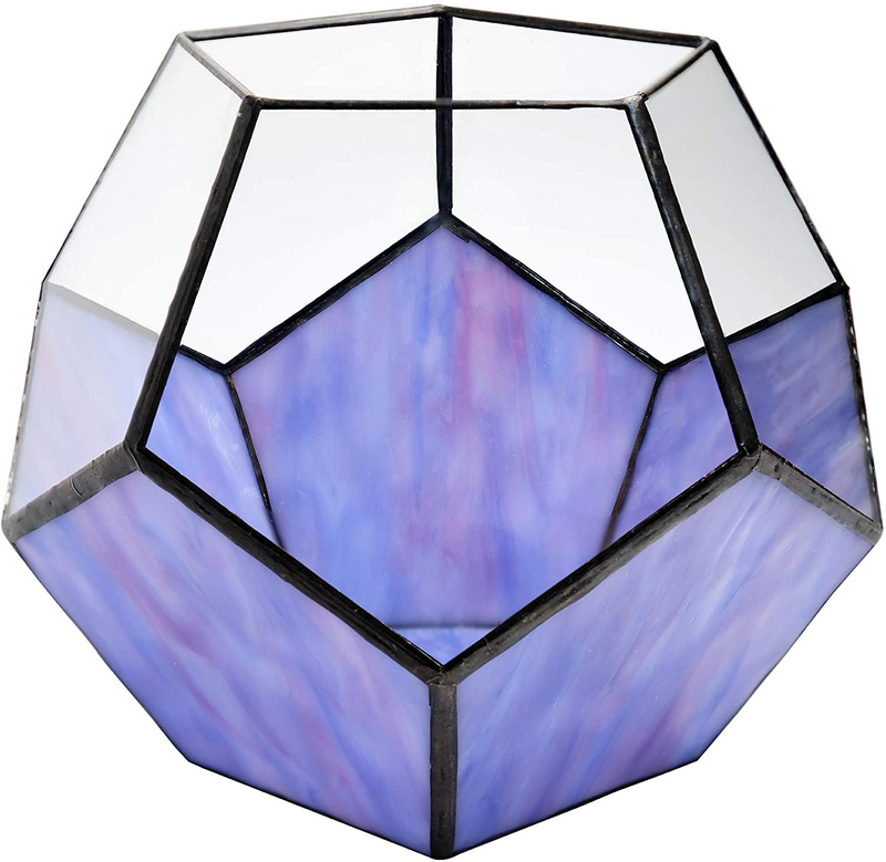 EXCELLO GLOBAL PRODUCTS Geometric Purple Glass Terrarium: Small Vase Planter (5.5" x 7") Container for Indoor, Plant Holder. Modern Artistic Decor. Animals & Pet Supplies > Pet Supplies > Reptile & Amphibian Supplies > Reptile & Amphibian Habitats Excello Global Products   
