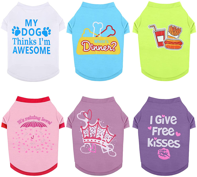 RUODON 6 Pieces Pet Breathable Shirts Printed Puppy Shirts Pet Sweatshirt Cute Dog Apparel Puppy Dog Clothes Soft T-Shirt for Pet Dogs and Cats Animals & Pet Supplies > Pet Supplies > Dog Supplies > Dog Apparel RUODON Black Bones, Blue Ice Cream, Blended Styles Large 