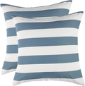 Famibay Decorative Outdoor Waterproof Throw Pillow Covers，Pack of 2 All Weather Patio Cushion Case Shell for Porch, Balcony, Tent, Couch and Bench 18X18 Inch Black and White Striped Home & Garden > Decor > Chair & Sofa Cushions famibay Blue and White 2 