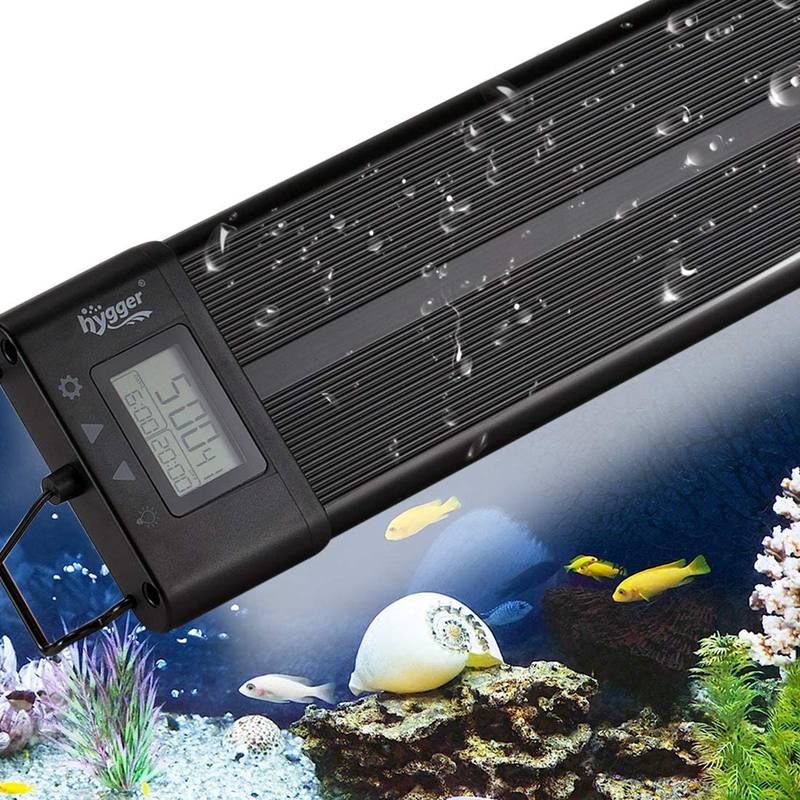 hygger Aquarium Programmable LED Light, Full Spectrum Plant Fish Tank Light Extendable Brackets with LCD Setting Display, IP68 Waterproof, 7 Colors, 4 Modes for Novices Advanced Players