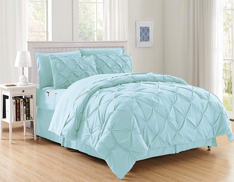 Luxury Best, Softest, Coziest 8-Piece Bed-in-a-Bag Comforter Set on Amazon! Elegant Comfort - Silky Soft Complete Set Includes Bed Sheet Set with Double Sided Storage Pockets, King/Cal King, White Home & Garden > Linens & Bedding > Bedding Elegant Comfort Aqua Blue King/California King 