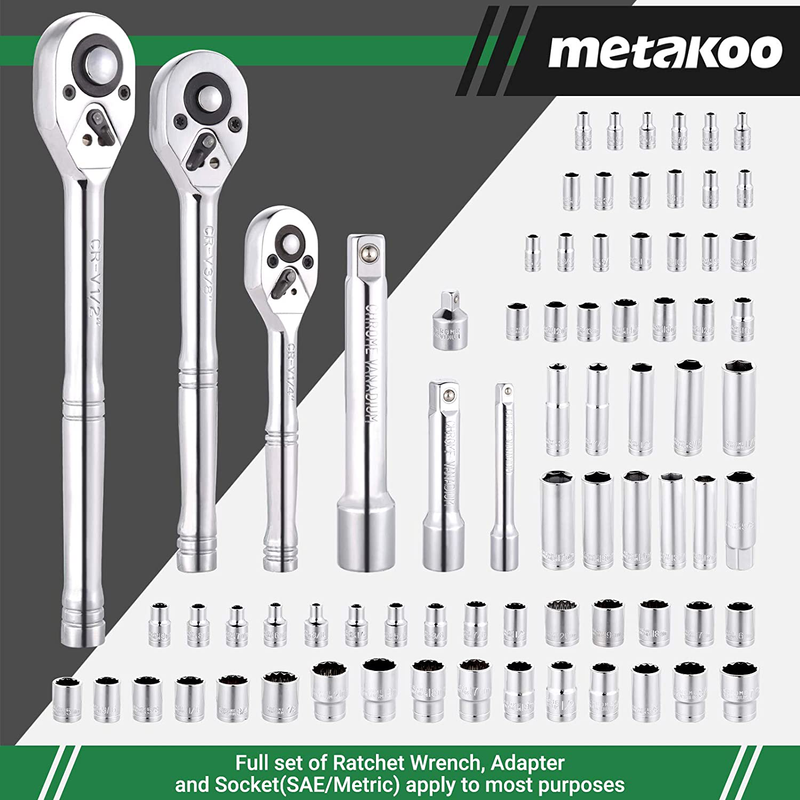METAKOO 203 Piece Mechanics Tool Set, General Purpose Mixed Sockets and Wrenches, Auto Repair Tool Pliers Combination Mixed Hand Tool Kit with Storage Case Hardware > Tools > Tool Sets METAKOO   
