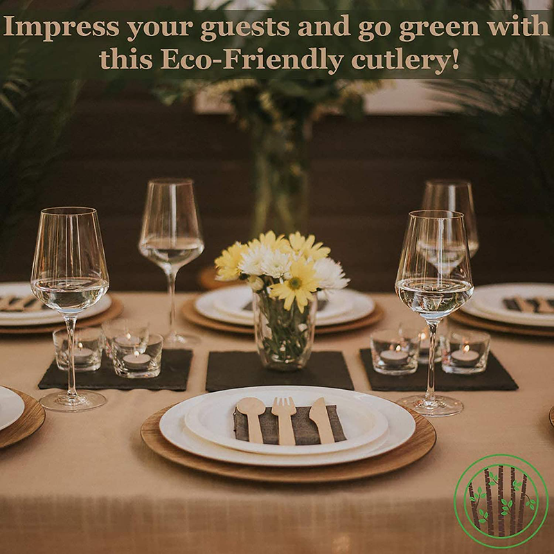 GREENPRINT Disposable Wooden Cutlery Sets - 150 Piece Total: 50 Forks, 50 Spoons, 50 Knives, 6 Inch Length Ecological Biodegradable Compostable Wooden Utensils Wooden Cutlery Home & Garden > Kitchen & Dining > Tableware > Flatware > Flatware Sets GREENPRINT   