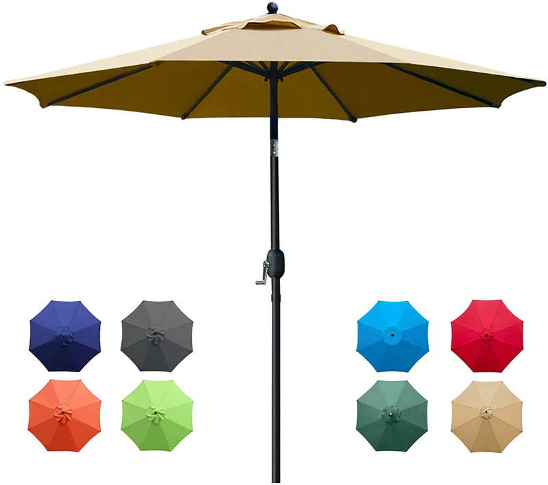 Sunnyglade 9Ft Patio Umbrella Outdoor Table Umbrella with 8 Sturdy Ribs (Tan) Home & Garden > Lawn & Garden > Outdoor Living > Outdoor Umbrella & Sunshade Accessories Sunnyglade Tan  