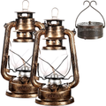 Kerosene Oil Lamp Sets,2 Kerosene Lanterns and 1 Mosquito Coil Holder, Rustic Hurricane Lamp for Indoor and Outdoor Use, Table top Decoration (Old Silver) Home & Garden > Lighting Accessories > Oil Lamp Fuel Igtazy Old Bronze  