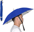 NEW-Vi Umbrella Hat, 25 inch Hands Free Umbrella Cap for Adults and Kids, Fishing Golf Gardening Sunshade Outdoor Headwear (Blue/Silver 2 Pcs)