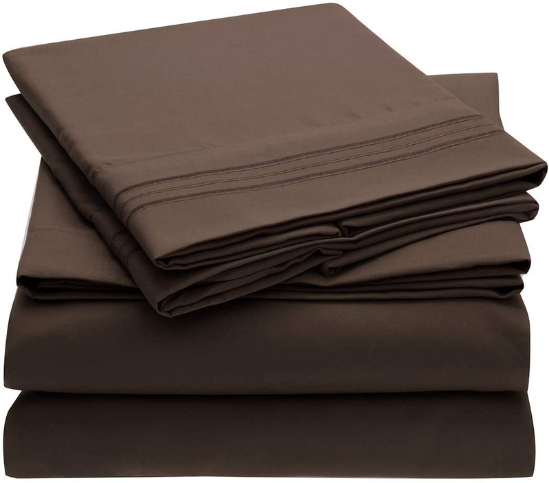Mellanni California King Sheets - Hotel Luxury 1800 Bedding Sheets & Pillowcases - Extra Soft Cooling Bed Sheets - Deep Pocket up to 16" - Wrinkle, Fade, Stain Resistant - 4 PC (Cal King, Persimmon) Home & Garden > Linens & Bedding > Bedding Mellanni Brown King 