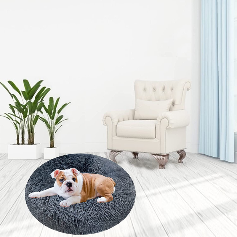 Dog Bed for Large Dog, Dog Beds for Medium Dogs, Small Dog Bed, Calming Dog Bed, Pet Bed, Anti-Anxiety Donut Dog Cuddler Bed, Warming Cozy Soft Dog round Bed