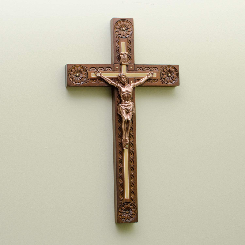 Hand Carved Crucifix Wall Cross for Home Decor - Wooden Catholic Wall Crucifix - 12 Inch Home & Garden > Decor > Seasonal & Holiday Decorations Asterom   