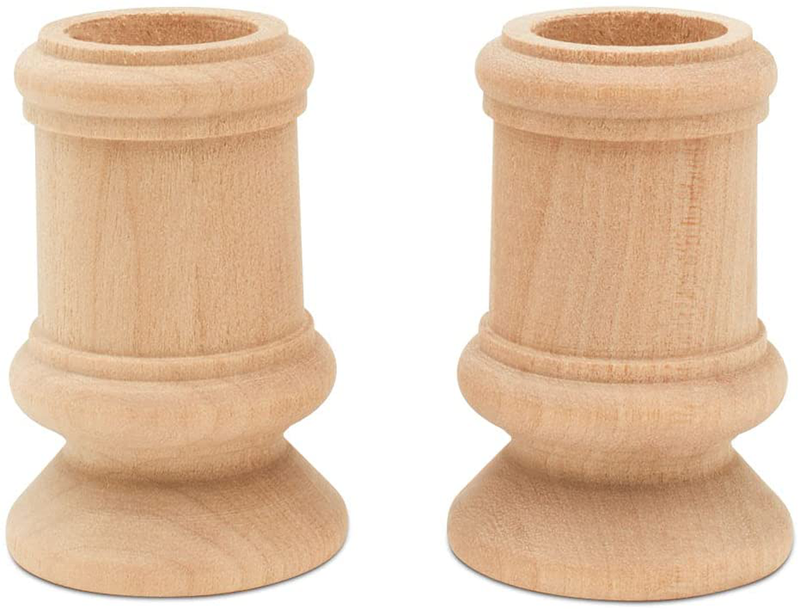 Classic Wooden Candlesticks 4 inches with 7/8 inch Hole, Set of 4 Unfinished Small Wooden Candle Holders to Craft, Paint or Decorate, by Woodpeckers Home & Garden > Decor > Home Fragrance Accessories > Candle Holders Woodpeckers Pack of 50 2-1/2 inch 