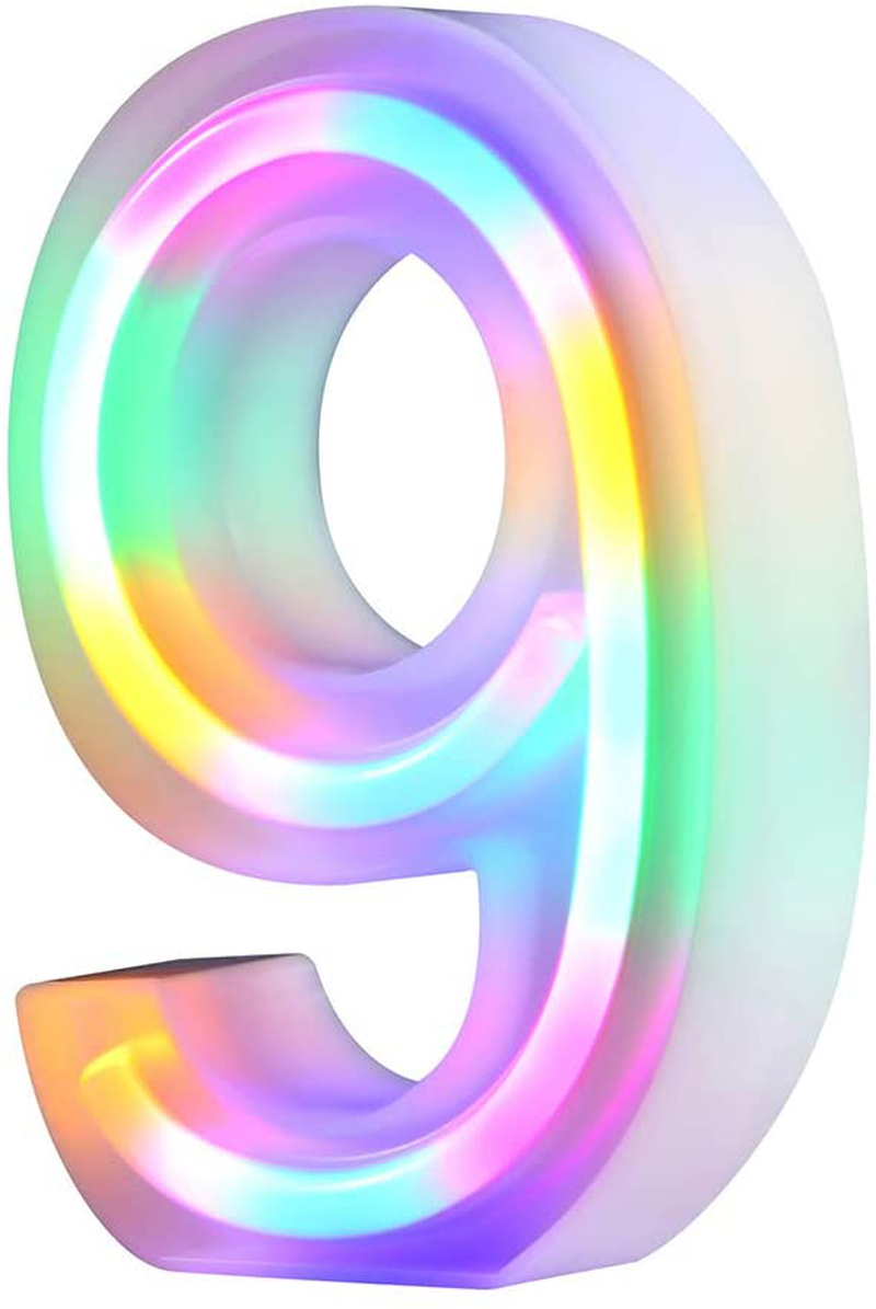 Neon Letter Lights 26 Alphabet Letter Bar Sign Letter Signs for Wedding Christmas Birthday Partty Supplies,USB/Battery Powered Light Up Letters for Home Decoration-Colourful J Home & Garden > Decor > Seasonal & Holiday Decorations& Garden > Decor > Seasonal & Holiday Decorations WARMTHOU Number-9  