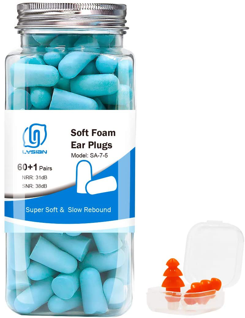 LYSIAN Ultra Soft Green Foam Earplugs 60 Pairs with Reusable Silicone Earplug, 38dB SNR Ear Plugs for Sleeping, Snoring, Work, Travel, Shooting and All Loud Events… Sporting Goods > Outdoor Recreation > Boating & Water Sports > Swimming Lysian Lake Blue  