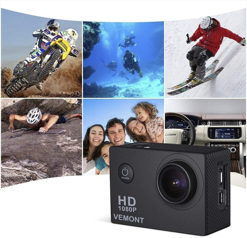 Vemont Action Camera 1080P 12MP Sports Camera Full HD 2.0 Inch Action Cam 30m/98ft Underwater Waterproof Snorkel surf Camera with Wide-Angle Lens and Mounting Accessories Kit (KH-9D91-CAOT) Cameras & Optics > Cameras > Video Cameras VEMONT   