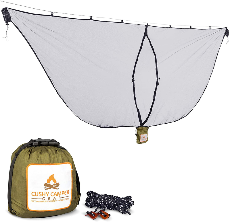 Cushy Camper Premium Hammock Mosquito Net - Portable Backpacking Protection - Large Hammock Bug Net Keeps Out Mosquitoes and Keeps You Cool - Mosquito Net for Hammock - Ultralight Camping Shelter Sporting Goods > Outdoor Recreation > Camping & Hiking > Mosquito Nets & Insect Screens Cushy Camper   