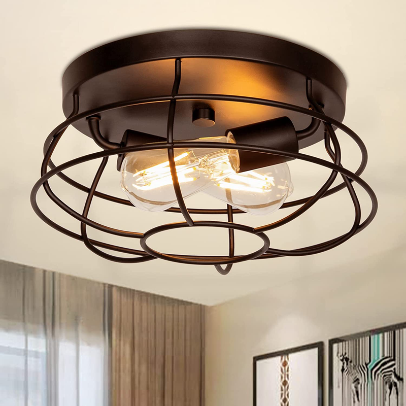 Light Fixtures Ceiling Mount, Boncoo Farmhouse Light Fixtures with Black Metal Cage E26 Industrial Light Fixture Rustic Close to Ceiling Light for Hallway, Kitchen, Dining Room, Living Room Home & Garden > Lighting > Lighting Fixtures > Ceiling Light Fixtures KOL DEALS   