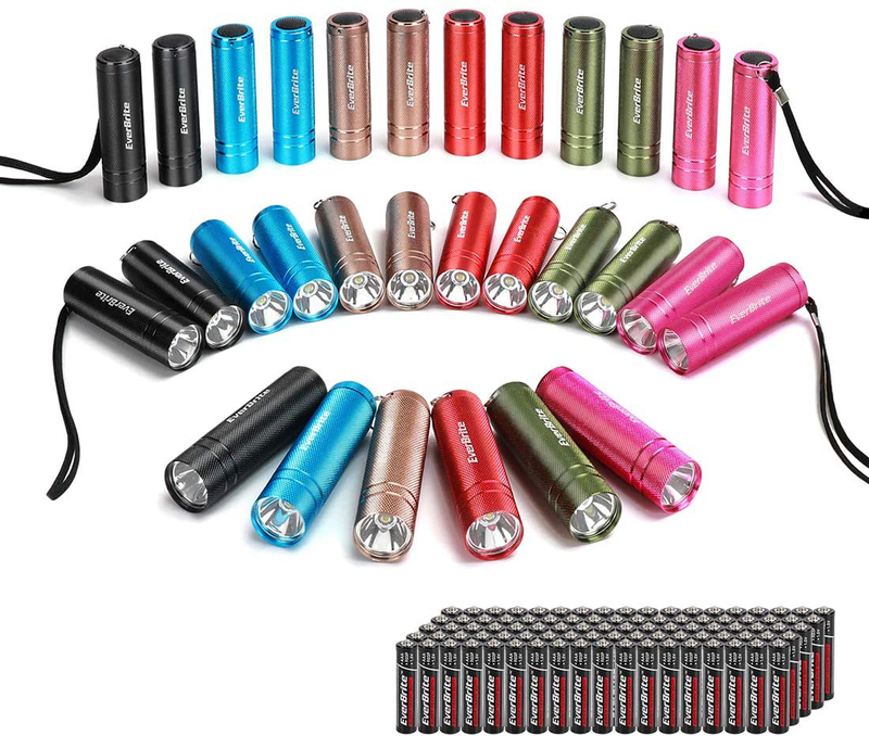 EverBrite 30-pack Mini Flashlight Set, Aluminum LED Handheld Torches with Lanyard, Assorted Colors, 90 Batteries Included for EDC, Party Favors, Night Reading, Camping, Power Outage, Emergency Hardware > Tools > Flashlights & Headlamps > Flashlights EverBrite Default Title  