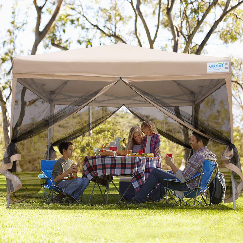 Quictent 10X10 Easy Pop up Canopy Tent Screened with Mosquito Netting Instant Gazebo Screen House Room Tent Waterproof, Roller Bag & 4 Sand Bags Included(Tan) Sporting Goods > Outdoor Recreation > Camping & Hiking > Mosquito Nets & Insect Screens Quictent   