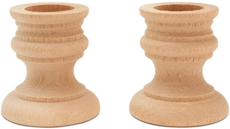 Classic Wooden Candlesticks 4 inches with 7/8 inch Hole, Set of 4 Unfinished Small Wooden Candle Holders to Craft, Paint or Decorate, by Woodpeckers Home & Garden > Decor > Home Fragrance Accessories > Candle Holders Woodpeckers Pack of 12 1-7/8 inch 