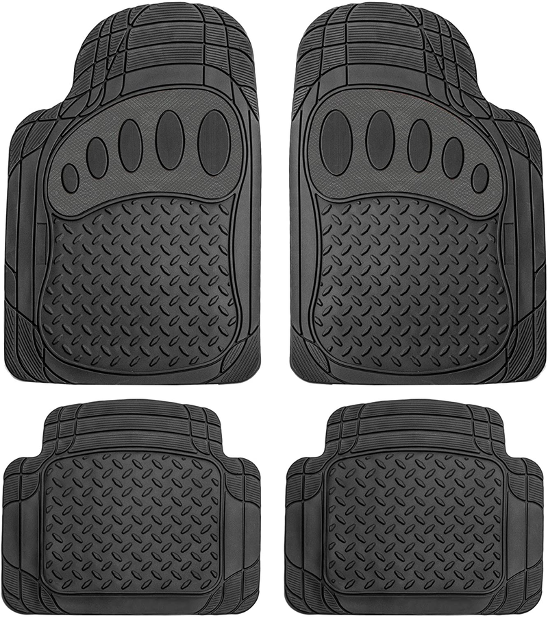 FH Group Black F11311BLACK Rubber Floor Mat(Heavy Duty Tall Channel, Full Set Trim to Fit) Vehicles & Parts > Vehicle Parts & Accessories > Motor Vehicle Parts > Motor Vehicle Seating FH Group Solid Black Pattern  