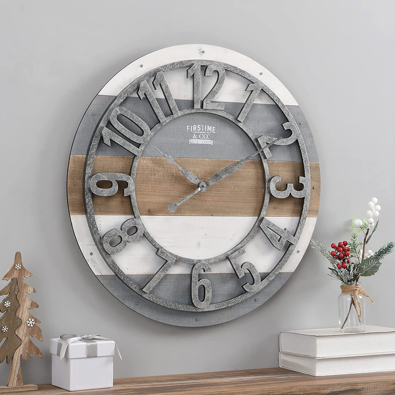 FirsTime & Co. Shabby Planks Wall Clock, 27", Rustic Gray Home & Garden > Decor > Clocks > Wall Clocks FirsTime & Co. Rustic Brown 27 inches 
