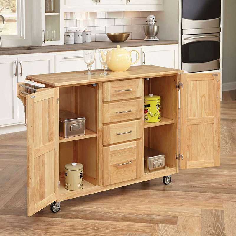 Home Styles Kitchen Center with Breakfast Bar, Natural Finish