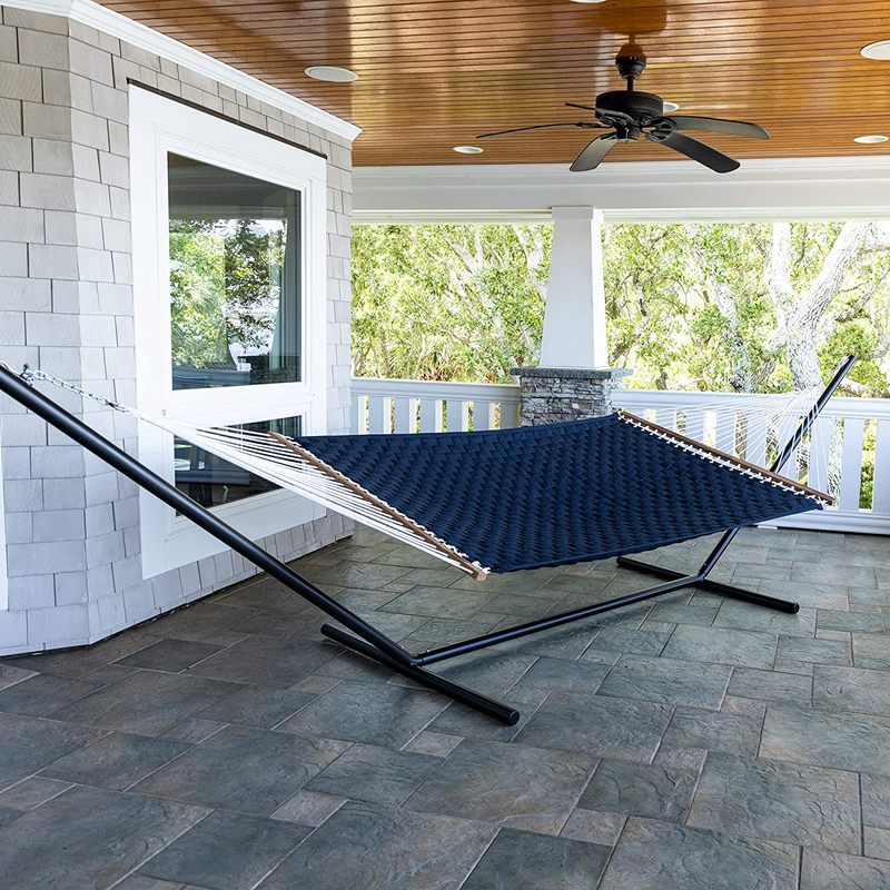 Hatteras Hammocks Navy Soft Weave Hammock with Free Extension Chains & Tree Hooks, Handcrafted in The USA, Accommodates 2 People, 450 LB Weight Capacity, 13 ft. x 55 in. Home & Garden > Lawn & Garden > Outdoor Living > Hammocks Hatteras Hammocks   